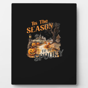 Tis The Season To Be Spooky Fall Halloween Retro C Plaque