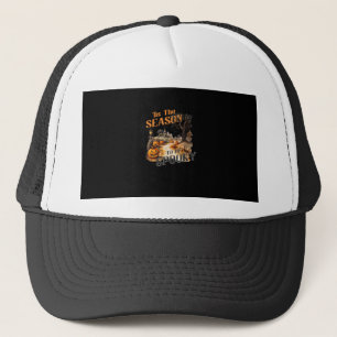 Tis The Season To Be Spooky Fall Halloween Retro C Trucker Hat