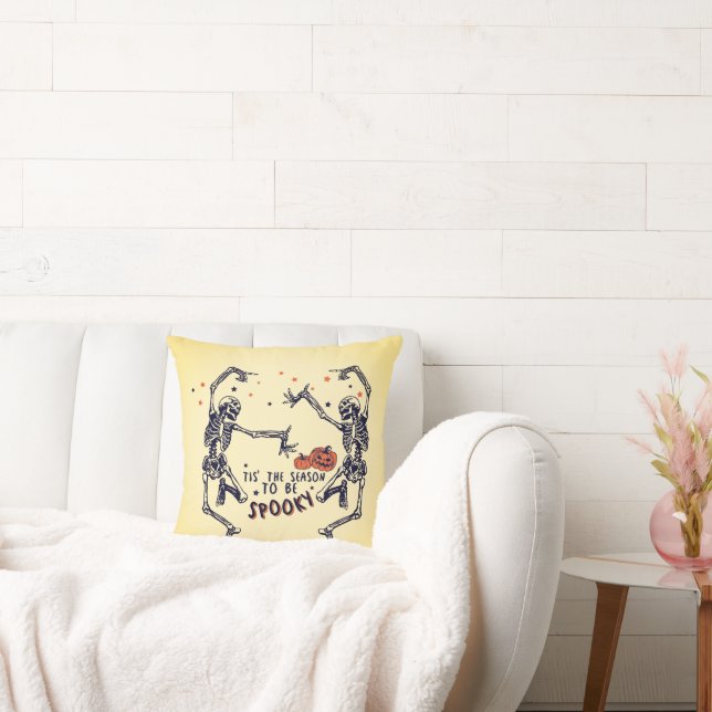 Tis' The Season to be Spooky Yellow Halloween Cushion (Couch)