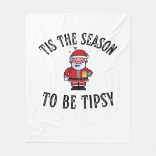 Tis The Season To Be Tipsy Vintage Drunk Santa Dri Fleece Blanket