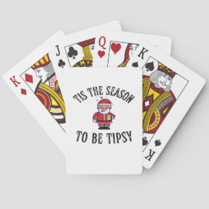 Tis The Season To Be Tipsy Vintage Drunk Santa Dri Playing Cards
