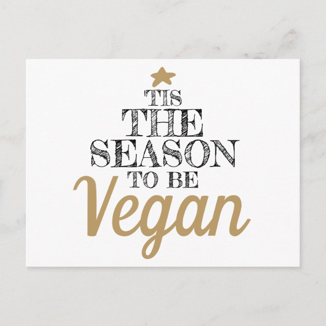 'Tis the season to be Vegan black and gold text Postcard (Front)