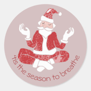 Tis The Season To Breathe Yoga Santa Classic Round Sticker