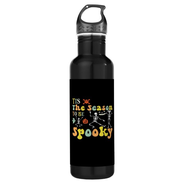 Tis The Season To Creepy Funny Dancing Skeletons M 710 Ml Water Bottle (Front)