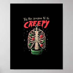 Tis The Season To Creepy Skeleton Tree Poster