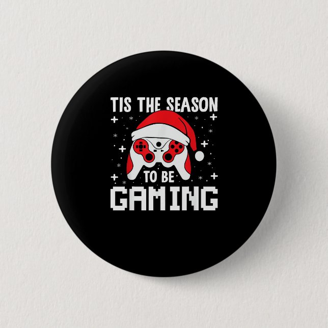 Tis The Season To Gaming Christmas Gamer Heartbeat 6 Cm Round Badge (Front)