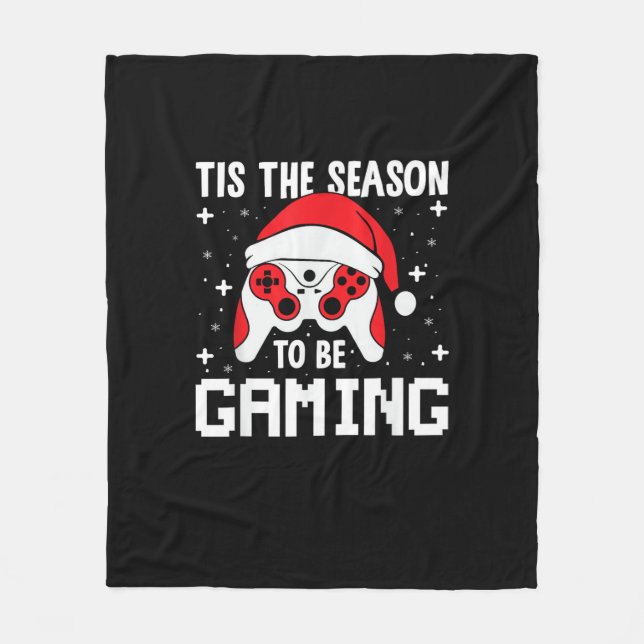Tis The Season To Gaming Christmas Gamer Heartbeat Fleece Blanket (Front)