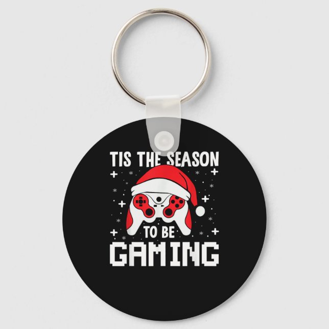 Tis The Season To Gaming Christmas Gamer Heartbeat Key Ring (Front)