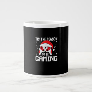 Tis The Season To Gaming Christmas Gamer Heartbeat Large Coffee Mug