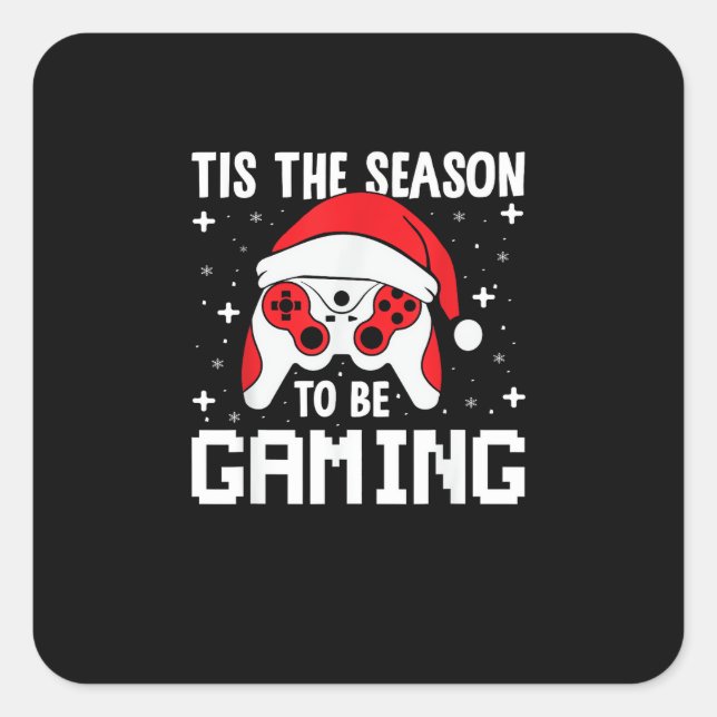 Tis The Season To Gaming Christmas Gamer Heartbeat Square Sticker (Front)