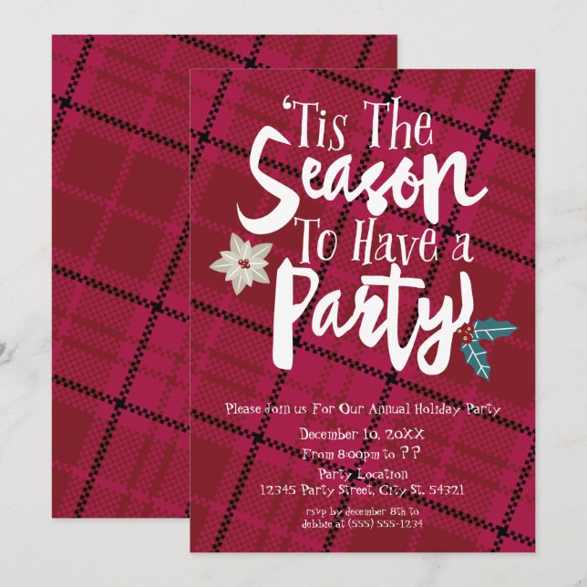 Tis The Season to Have a Party Holiday Invitations (Front/Back)