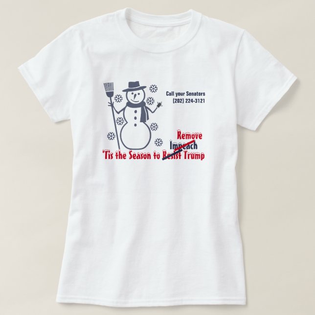 Tis The Season to Impeach Remove Trump Snowflake T-Shirt (Design Front)
