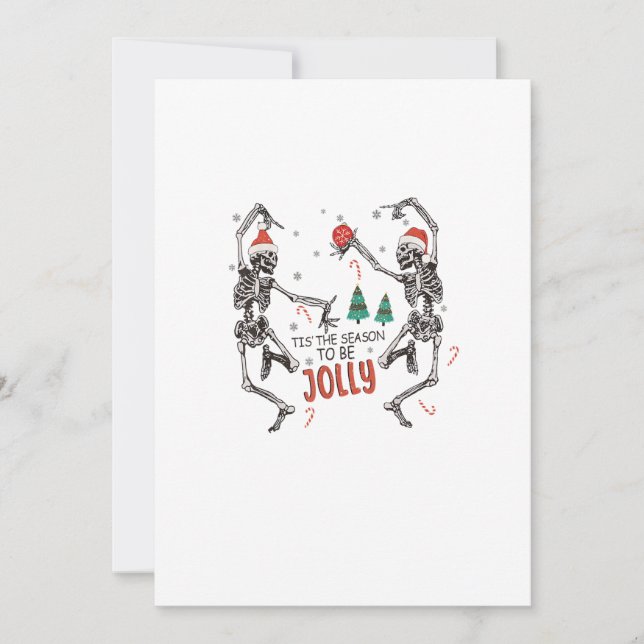 Tis The Season To Jolly Funny Christmas Skeleton D Holiday Card (Front)