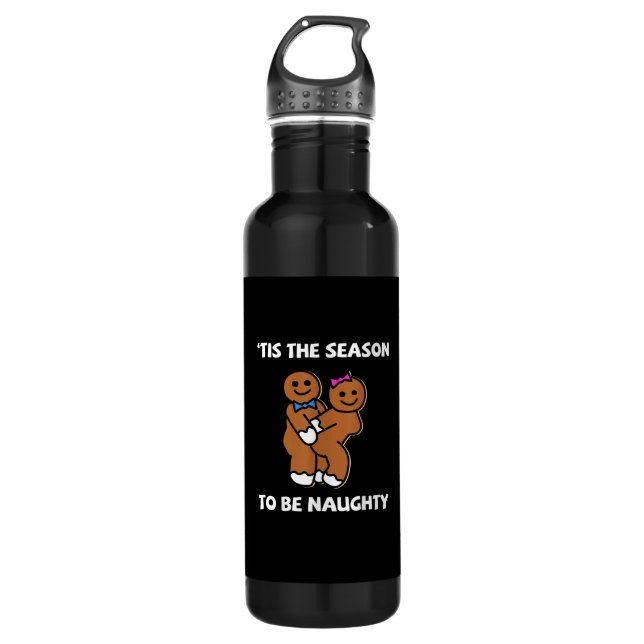 Tis The Season To Naughty Gingerbread Couple Chris 710 Ml Water Bottle (Front)