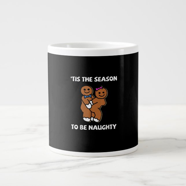 Tis The Season To Naughty Gingerbread Couple Chris Large Coffee Mug (Front)