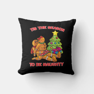 Tis The Season To Naughty Gingerbread Man Couple Cushion