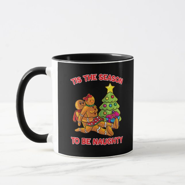Tis The Season To Naughty Gingerbread Man Couple Mug (Left)
