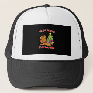 Tis The Season To Naughty Gingerbread Man Couple Trucker Hat