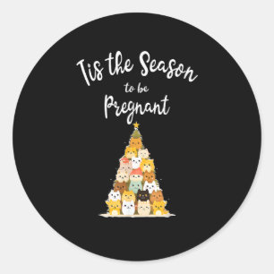 Tis The Season To Pregnant Cute Christmas Tree Men Classic Round Sticker