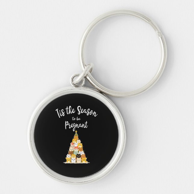 Tis The Season To Pregnant Cute Christmas Tree Men Key Ring (Front)