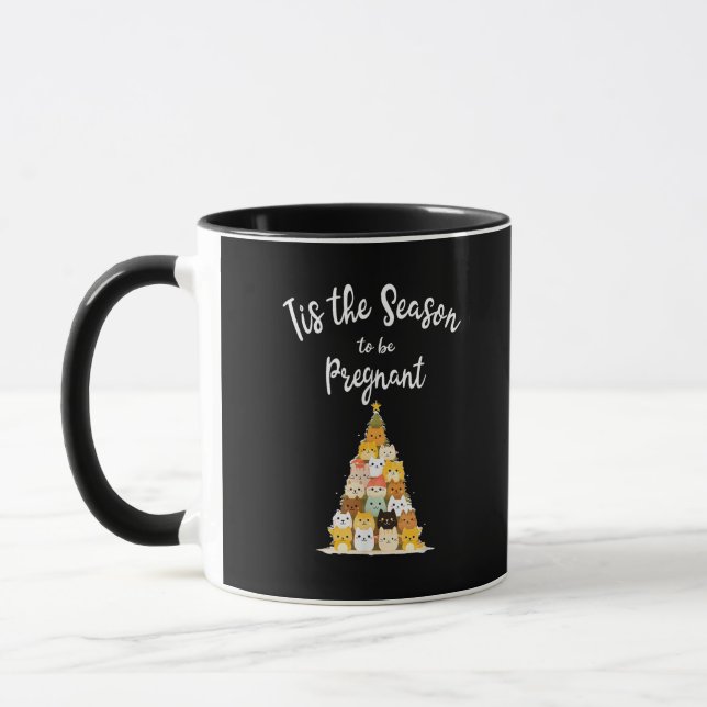 Tis The Season To Pregnant Cute Christmas Tree Men Mug (Left)