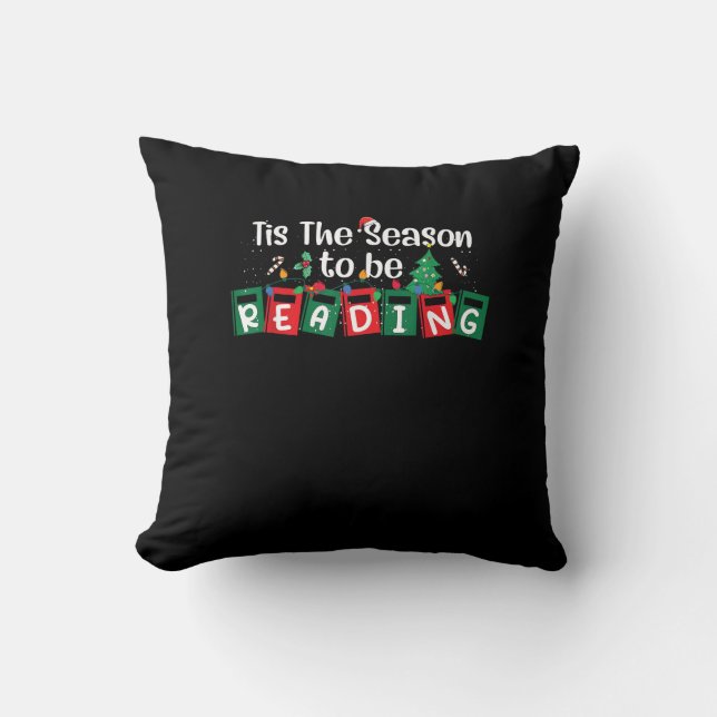 Tis The Season To Reading Christmas Teacher Book Cushion (Front)