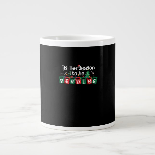 Tis The Season To Reading Christmas Teacher Book Large Coffee Mug (Front)