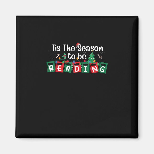 Tis The Season To Reading Christmas Teacher Book Magnet (Front)
