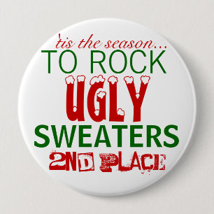'tis the season to rock ugly sweaters 10 cm round badge