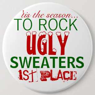 'tis the season to rock ugly sweaters 6 cm round badge