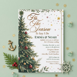 Tis The Season to Say I Do Christmas Tree Wedding Invitation