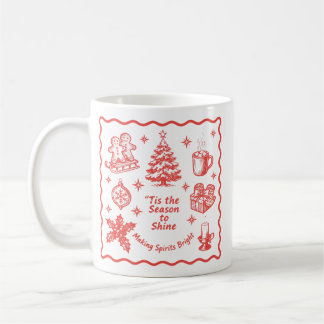 Tis The Season To Shine Vintage Red Christmas Coffee Mug