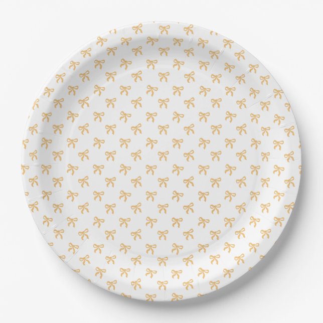 Tis' The Season To Sparkle Christmas Bow Gold Paper Plate (Front)