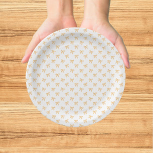 Tis' The Season To Sparkle Christmas Bow Gold Paper Plate