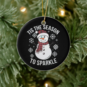 Tis The Season To Sparkle Christmas Holiday Gift Ceramic Tree Decoration