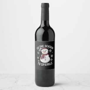 Tis The Season To Sparkle Christmas Holiday Gift Wine Label