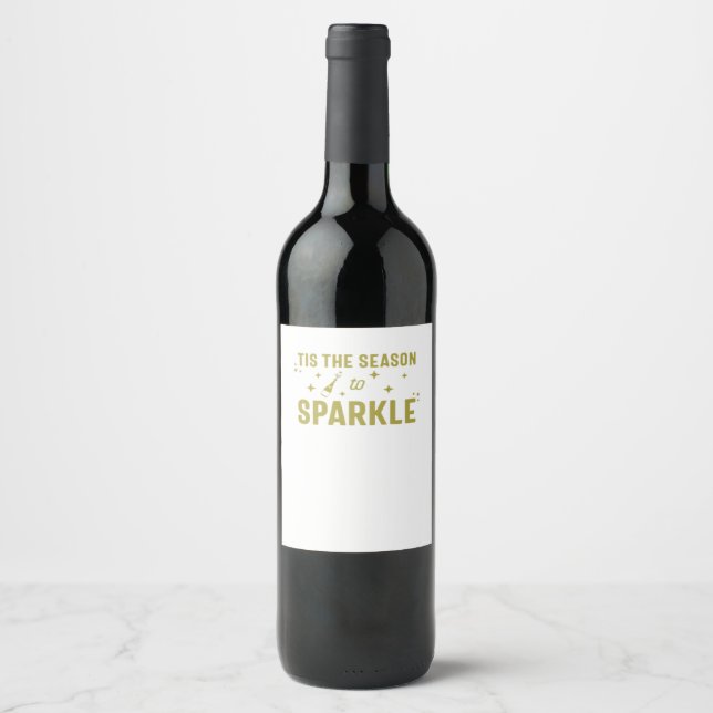 Tis The Season To Sparkle - Funny Sparkling Wine H Wine Label (Front)