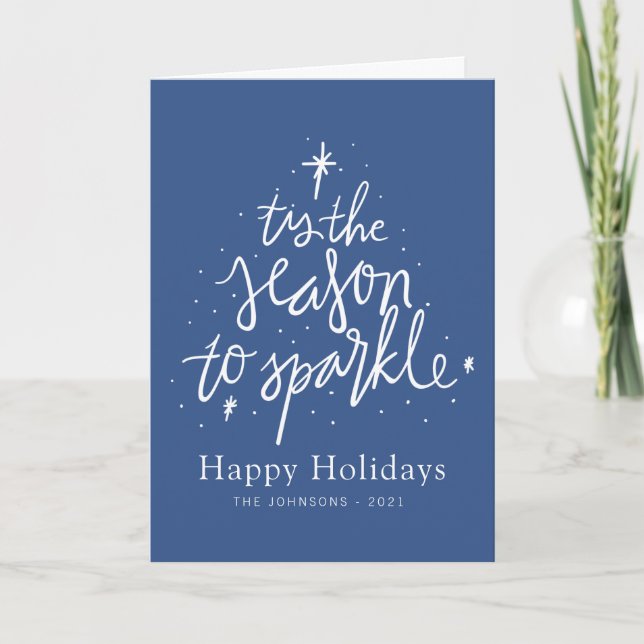 T'is The Season To Sparkle Modern Christmas Tree Holiday Card (Front)