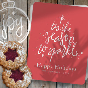 T'is The Season To Sparkle Modern Christmas Tree Holiday Card