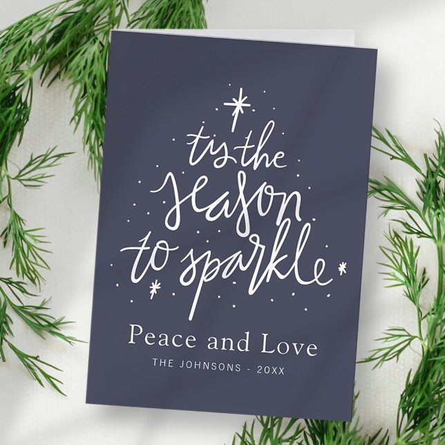 T'is The Season To Sparkle Modern Christmas Tree Holiday Card (Creator Uploaded)