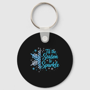 Tis The Season To Sparkle Snowflake Holiday Christ Key Ring