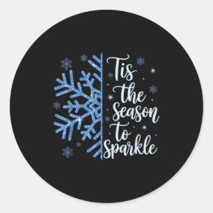 Tis The Season To Sparkle Snowflakes Christmas Hol Classic Round Sticker