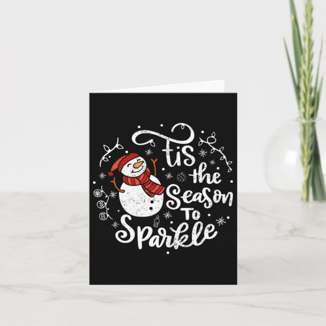 Tis The Season To Sparkle Snowman Christmas Family Card (Front)