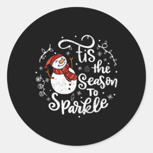 Tis The Season To Sparkle Snowman Christmas Family Classic Round Sticker