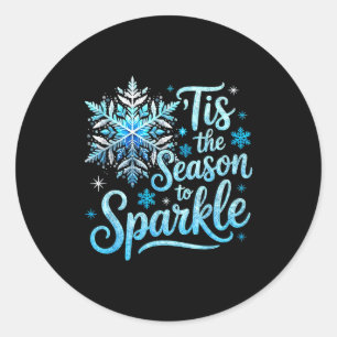 Tis The Season To Sparkle Xmas Snowflakes Christma Classic Round Sticker