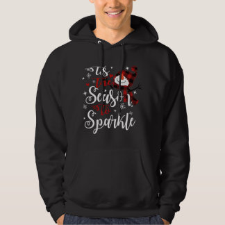 Tis The Season To Sparkle Xmas Snowman Red Plaid Hoodie