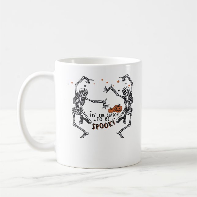 Tis The Season To Spooky Halloween Skeleton Retro  Coffee Mug (Left)