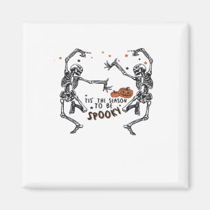 Tis The Season To Spooky Halloween Skeleton Retro Magnet