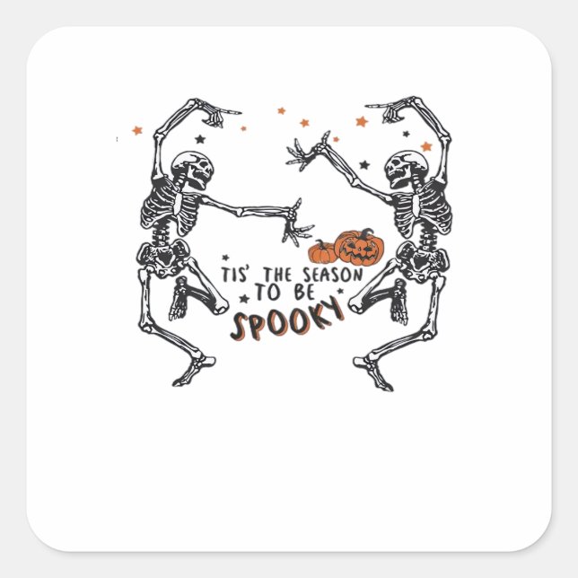 Tis The Season To Spooky Halloween Skeleton Retro  Square Sticker (Front)