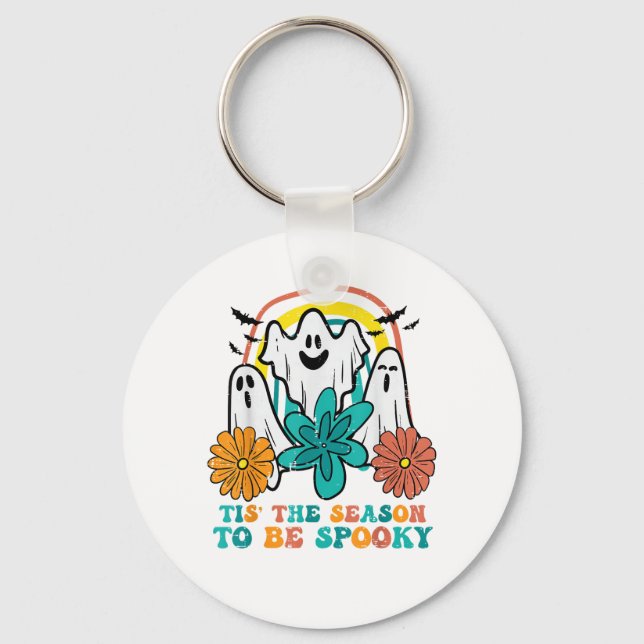 Tis The Season To Spooky Retro Halloween Women Key Ring (Front)